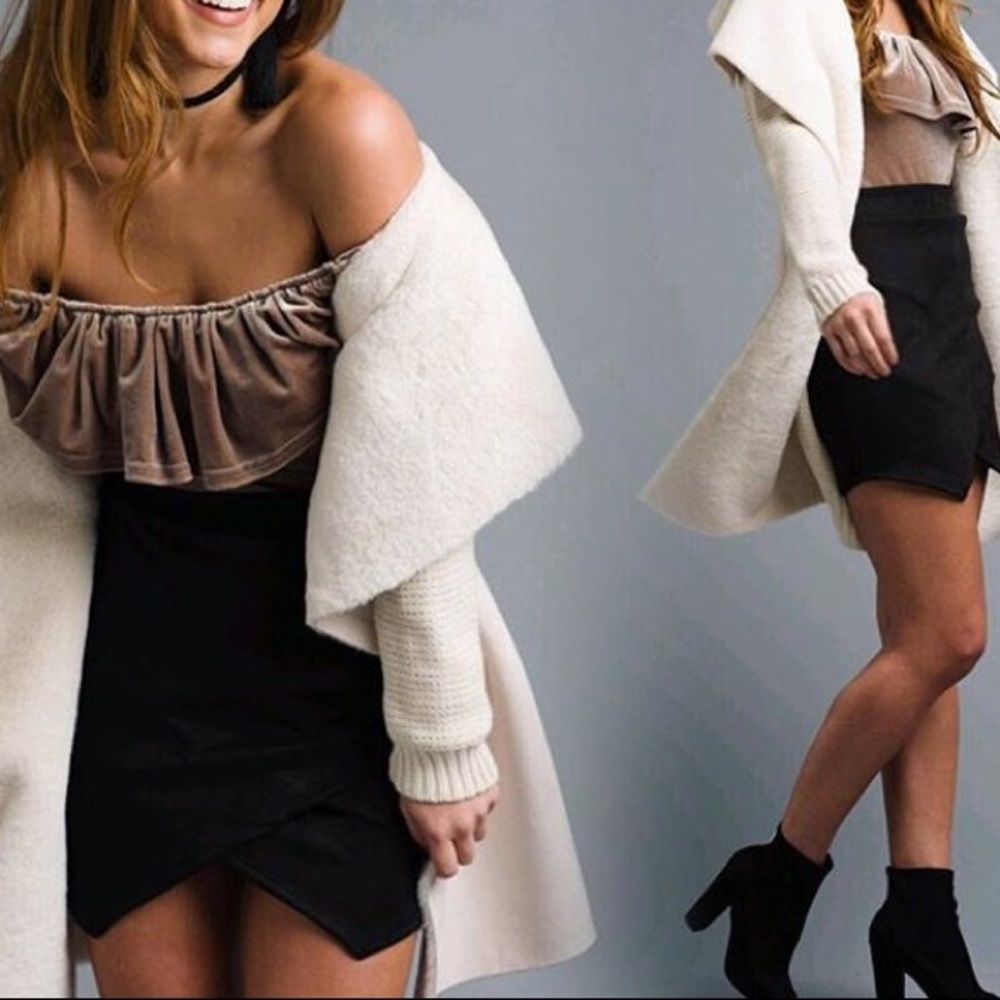 Tan velvet body suit size L